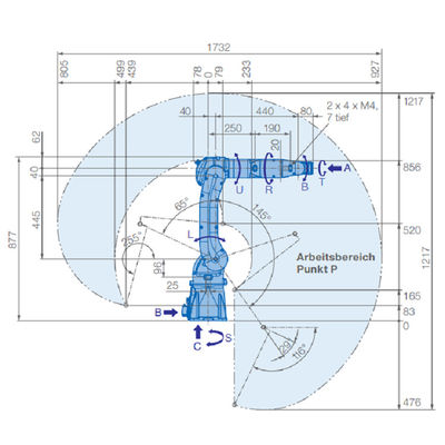 Giá robot công nghiệp GP7 với tải trọng 7KG và bộ điều khiển CNC YRC1000 để xử lý vật liệu