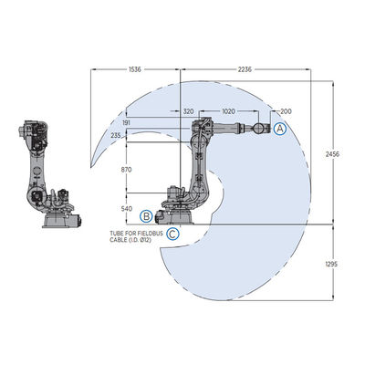 6 cánh tay robot Aixs CNC của Motoman GP110 với tải trọng 110KG cho thiết bị xử lý vật liệu