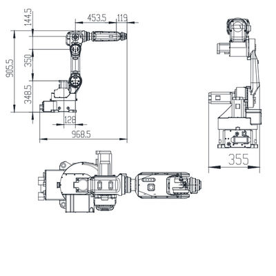 Bộ điều khiển 6 Aixs với tải trọng 8KG 950MM Tiếp cận Robot mini làm máy phun sơn từ Trung Quốc