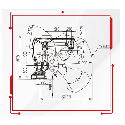 4 bộ điều khiển cánh tay robot Aixs với tải trọng 50KG 2220MM Tiếp cận Robot Palletizing và Robot xử lý
