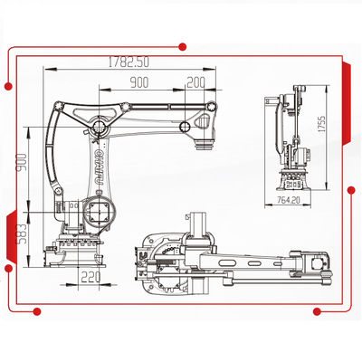 4 bộ điều khiển cánh tay robot Aixs với tải trọng 50KG 2220MM Tiếp cận Robot Palletizing và Robot xử lý
