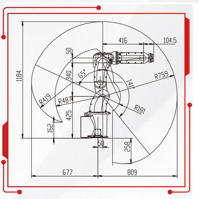Cánh tay robot có độ chính xác cao Mini với tải trọng 7KG 759MM Tiếp cận robot công nghiệp như robot chọn và đặt