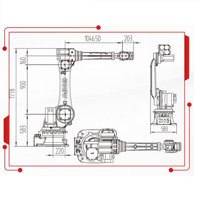 Robot tải và dỡ hàng với tầm với 2178MM Với giá robot công nghiệp cho máy đánh bóng