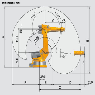 Robot xử lý vật liệu KR240 để xử lý và xếp dỡ Cánh tay robot 6 trục