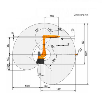 Cánh tay robot công nghiệp 6 trục Robot công nghiệp với tải trọng định mức 8Kg Robot công nghiệp Kuka