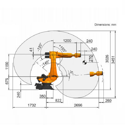 Robot công nghiệp cánh tay robot công nghiệp 6 trục với tải trọng định mức là 210 kg robot công nghiệp kuka