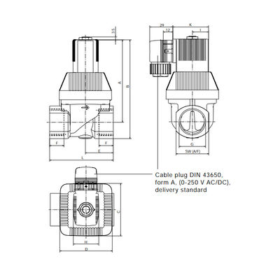 Loại 6221 Van piston 2/2 chiều được hỗ trợ bởi Servo làm van điện từ cho khí nén và xung nhịp cao