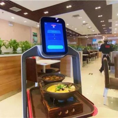 Robot dịch vụ Trung Quốc với điều hướng tự động để giao hàng thực phẩm Robot AI