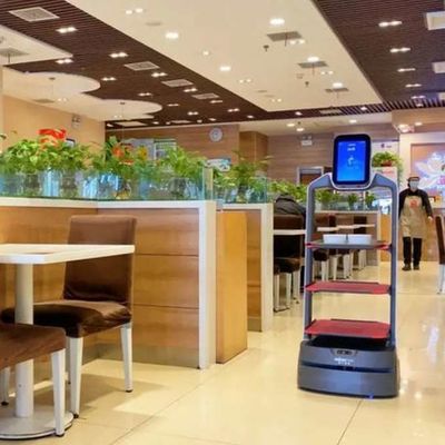 Robot dịch vụ Trung Quốc với điều hướng tự động để giao hàng thực phẩm Robot AI