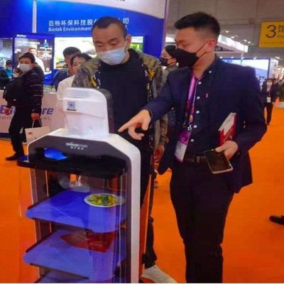 Robot dịch vụ Trung Quốc với điều hướng tự động để giao hàng thực phẩm Robot AI