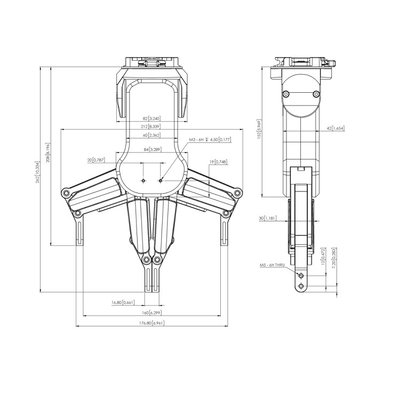 Bộ kẹp ngón tay 2 hành trình lớn được sử dụng với robot cộng tác UR 5E cho các bộ phận của thiết bị xử lý vật liệu
