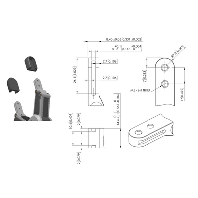 Bộ kẹp ngón tay 2 hành trình lớn được sử dụng với robot cộng tác UR 5E cho các bộ phận của thiết bị xử lý vật liệu