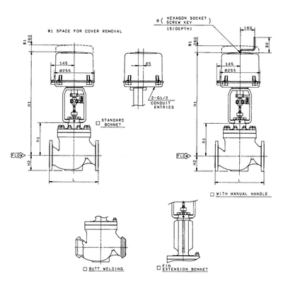 Van điều khiển KOSO 510T Van cầu một chỗ có hướng dẫn trên cùng với thiết bị truyền động loại màng 5200LA Van khí nén