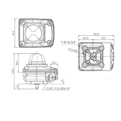 Hộp công tắc giới hạn bộ phận khí nén bằng thép YT-850M cho van