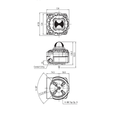 Hộp công tắc giới hạn bộ phận khí nén bằng thép YT-850M cho van