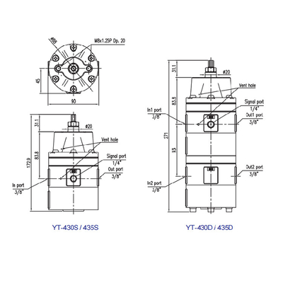 Khóa van điều khiển điện Bộ định vị bằng thép YT-400S