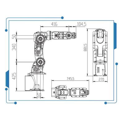 6 trục Cánh tay robot công nghiệp nhỏ GBS8-K950 Lắp ráp với tay cầm